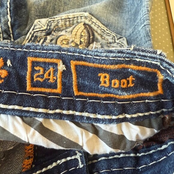 Women's 24 Rock Revival Montara Bootcut/Cut Off Jeans Shorts - Picture 6 of 8